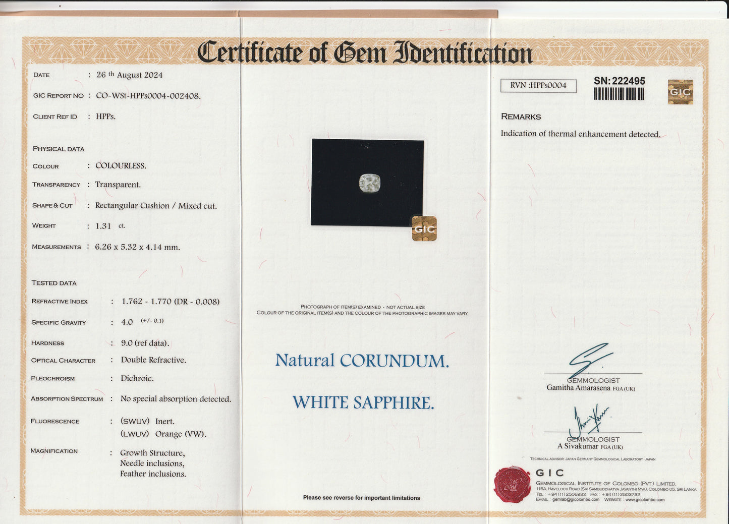 White Ceylon Sapphire 1.31ct | Cushion Shape