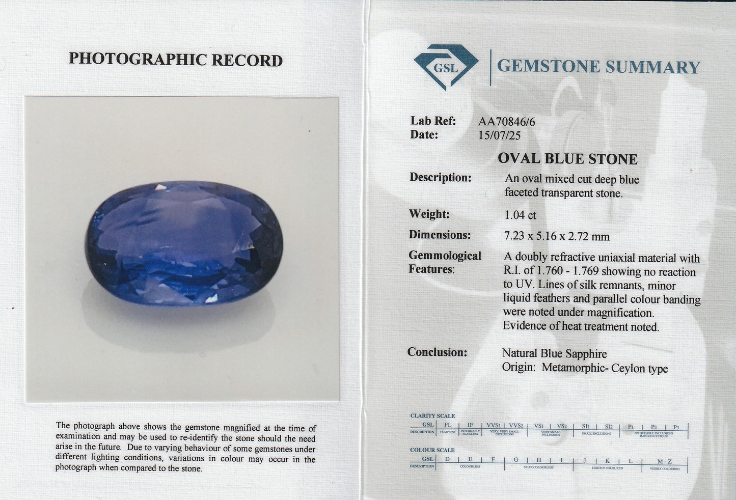 Blue Ceylon Sapphire 1.05ct | Oval Shape