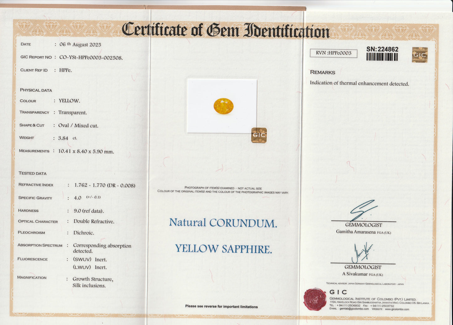 Yellow Ceylon Sapphire 3.84ct | Oval Shape