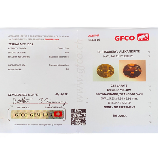 Ceylon Alexandrite 0.57 ct | Oval Shape