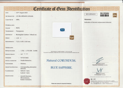 Blue Ceylon Sapphire 1.33ct | Cushion Shape