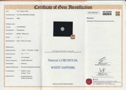 White Ceylon Sapphire 1.37ct | Round Shape