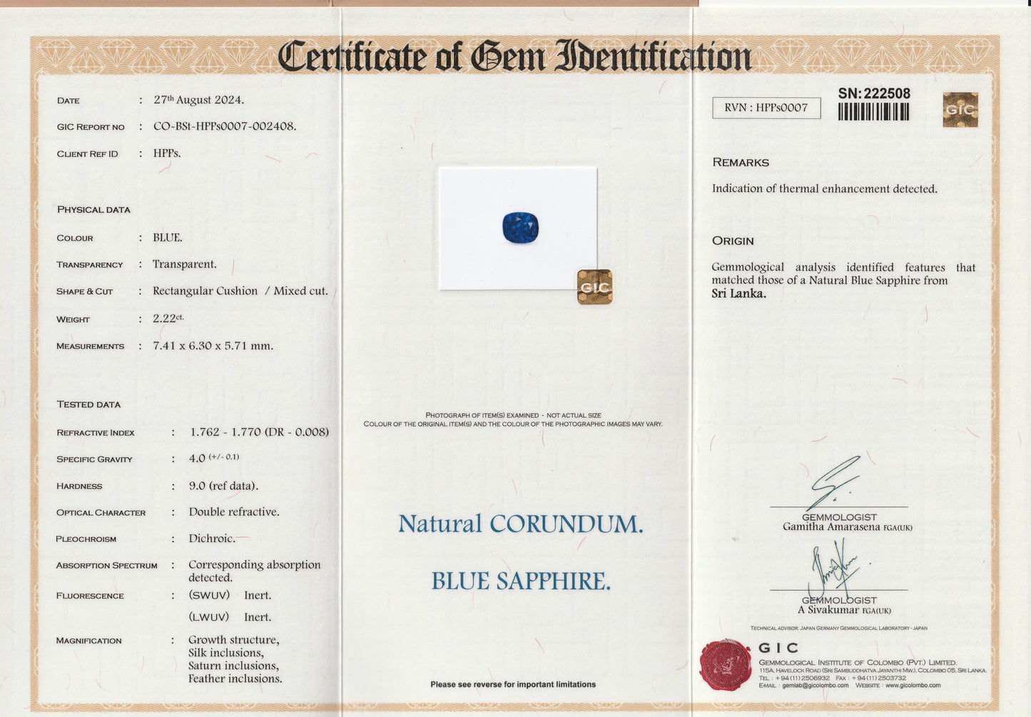 Vivid Blue Ceylon Sapphire 2.22ct | Cushion Shape