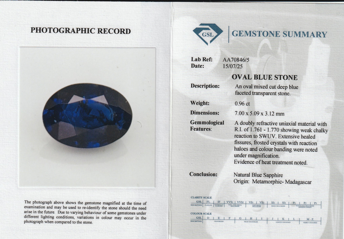 Royal Blue Sapphire 0.95 Ct | Oval Shape | Madagascar