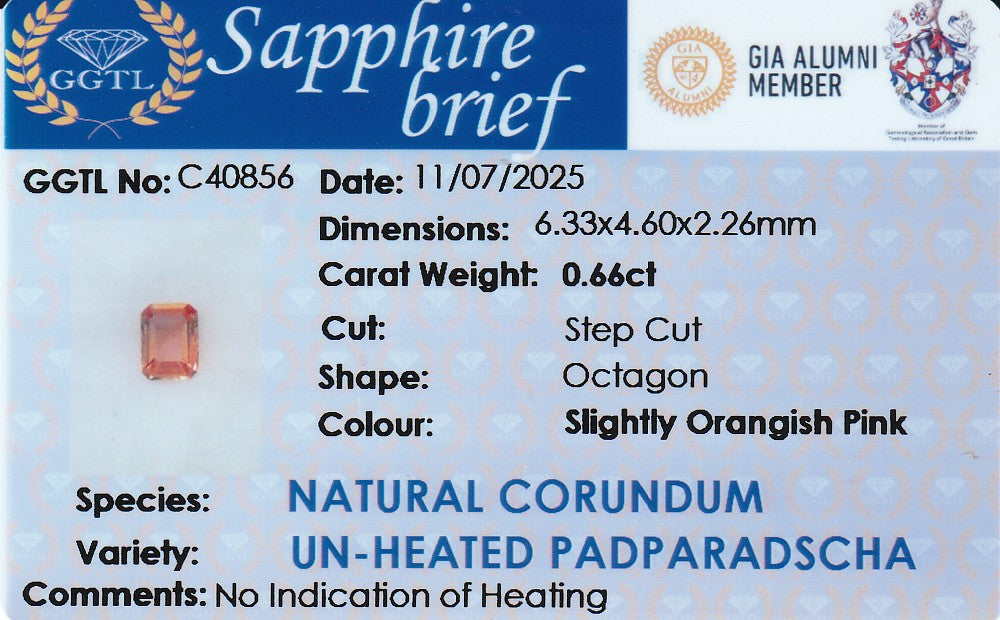 Natural Ceylon Padparadscha Sapphire 0.66 Ct | Oval Cut | Ceylon | Untreated