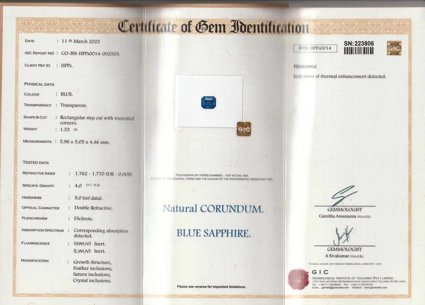 Blue Ceylon Sapphire 1.33ct | Rectangular Shape