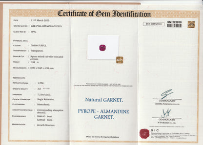 Natural Pyrope–Almandine Garnet 1.36ct | Square Mixed Cut