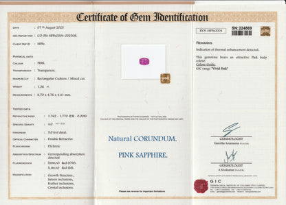 Vivid Pink Ceylon Sapphire 1.36ct | Cushion Shape