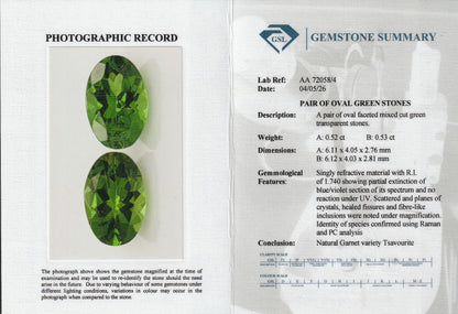 Tsavorite Garnet Pair | 1.05 Ct Total | Oval Cut | Tanzania