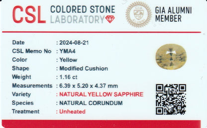 Yellow Ceylon Sapphire 1.16ct | Oval Shape